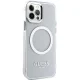 Guess Metal Outline MagSafe dėklas iPhone 12 / 12 Pro telefonui, sidabrinis