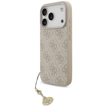 Guess iPhone 17 Pro dėklas 4G Charms Collection MagSafe, rožinis