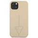Guess Saffiano Triangle Logo dėklas iPhone 14 Plus telefonui, smėlio spalvos