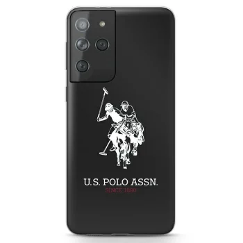 US Polo Assn. Shiny Big Logo dėklas Samsung Galaxy S21 Ultra, juodas