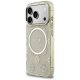 Guess IML Peony Dot MagSafe dėklas iPhone 17 Pro telefonui, smėlio spalvos