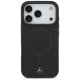 Mercedes dėklas iPhone 17 Pro telefonui Plain Smooth Leather MagSafe, juodas