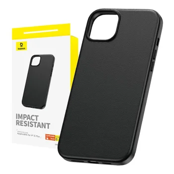 Baseus Fauxther Series dėklas telefonui iPhone 15 Plus, juodas
