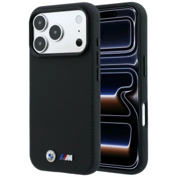 BMW M Quadrille Kevlar Metal Logo MagSafe dėklas iPhone 17 Pro / 18 Pro, juodas