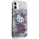 Hello Kitty iPhone 11 / XR dėklas IML Kitty On Bricks Graffiti, baltas