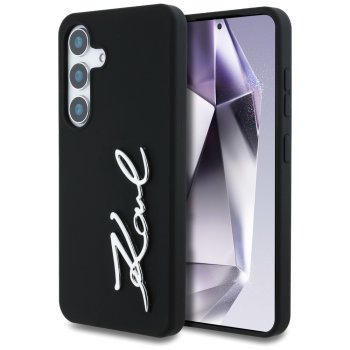 Karl Lagerfeld Silicone Metal Signature Logo Case for Samsung Galaxy S25, Black