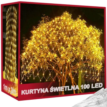 LED girlianda tinklas 100 LED 1x2m šiltai balta
