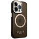 Guess Gold Outline Translucent MagSafe dėklas iPhone 14 Pro Max Juodas/Auksinis