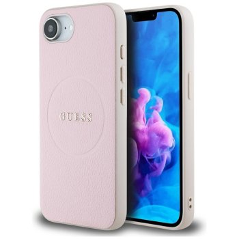 Guess Grained Ring MagSafe dėklas telefonui iPhone 16e, rožinis