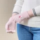 Moteriškos žieminės pirštinės liečiamiems ekranams su besmegeniu ir eglute, rožinės