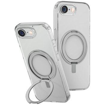 "Uniq Swivix" skaidrus dėklas su 360° sukamu stovu, skirtas iPhone 16e