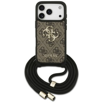 Guess 4G Big Logo dėklas su virvele iPhone 17 Pro, rudas