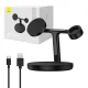 Baseus Swan „trys viename“ magnetinis įkrovimo stovas 20W, juodas