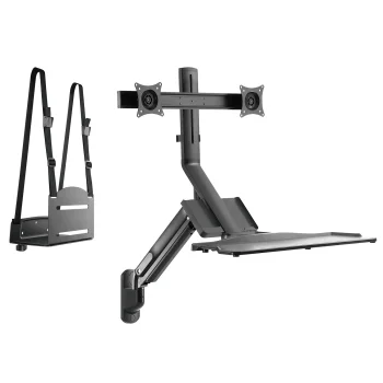 Sieninė darbo stotis Maclean MC-633 2 monitoriams 17"-27", klaviatūrai ir kompiuteriui
