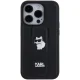 Karl Lagerfeld Gripstand Saffiano Choupette Pins dėklas iPhone 15 Pro Max, juodas