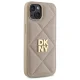 DKNY dėklas iPhone 14 telefonui Quilted Stack Logo, smėlio spalvos