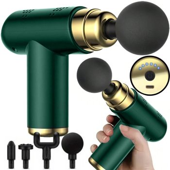 Portable Mini Massage Gun with 4 Attachments, Green