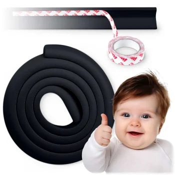 Ricokids 798701 Foam Edge Protector Tape for Furniture, Black, 2 m