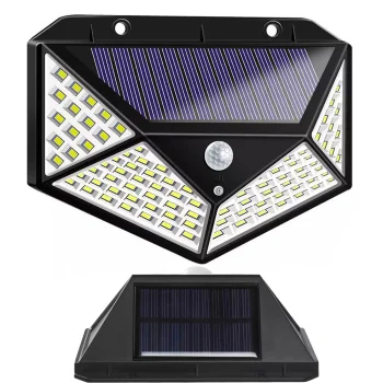 Solarinė LED lempa su judesio ir sutemų jutikliu, 100 LED