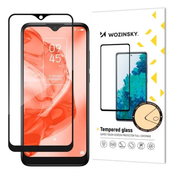 Apsauginis stiklas Wozinsky Full Glue telefonui TCL 205, Case Friendly 9H, juodu rėmeliu