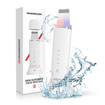 MAXGROOM M-169 ultragarsinis kavitacinio pilingo prietaisas su LED šviesos terapija, baltas