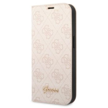 Guess iPhone 14 Wallet Case 4G Vintage Gold Logo, Pink