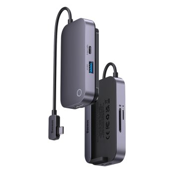Baseus PadJoy 6in1 USB-C šakotuvas telefonui ir planšetei, tamsiai pilkas