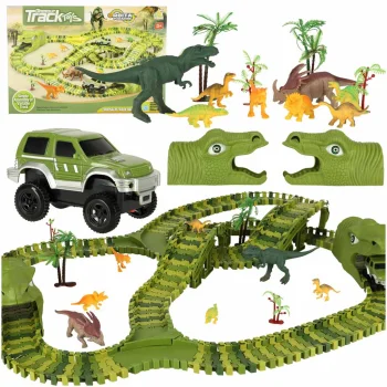 Dinozaurų lenktynių trasos rinkinys su automobiliu XXL (240 dalių)