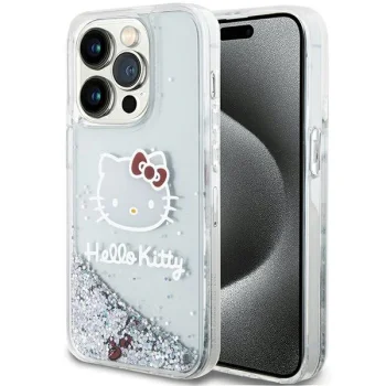 Hello Kitty dėklas iPhone 13 / 13 Pro su judančiais blizgučiais, sidabrinis
