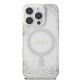 Guess Resin Gradient Glitter MagSafe dėklas iPhone 16 Pro Max, sidabrinis