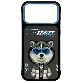 Nimmy Cool&Cute 2.0 Wolf dėklas telefonui iPhone 17 Pro, juodas