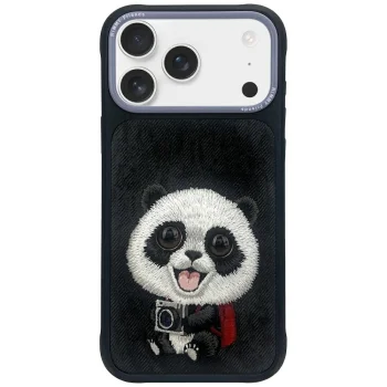 Nimmy Big Eyed Pet 2.0 Panda dėklas iPhone 17 Pro Max, juodas