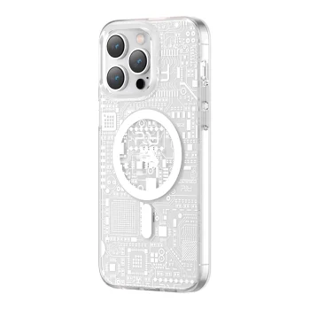 Dėklas Kingxbar PQY Geek Series iPhone 14 Plus su MagSafe, sidabrinis