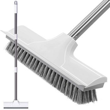2-in-1 Floor Scrub Brush with Squeegee, 122 cm