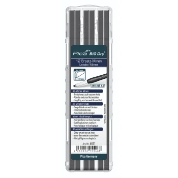 Žymeklio šerdelės Pica BIG Dry ANILINE 2.0 (12 vnt., 2 x 5 x 150 mm), juodos