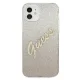 Guess iPhone 12 mini dėklas Glitter Gradient Script, auksinis