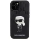 Karl Lagerfeld dėklas iPhone 15 telefonui Saffiano Monogram Ikonik Patch, juodas