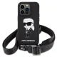 Karl Lagerfeld dėklas iPhone 15 Pro Max Crossbody Silicone Ikonik, juodas