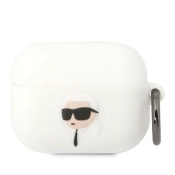 Karl Lagerfeld dėklas „AirPods Pro“ ausinėms „Silicone Karl Head 3D“, baltas