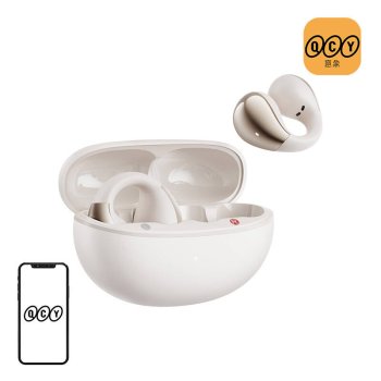 Belaidės ausinės QCY Crossky C30 su prisegamu klipsu Bluetooth 5.4 IPX4 - Baltos