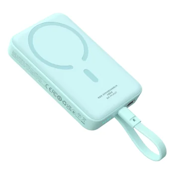 Baseus Magnetic Mini MagSafe 10000mAh 30W powerbank with built-in USB-C cable - blue + Baseus Simple Series USB-C -...