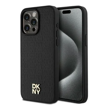 DKNY dėklas iPhone 15 Pro Max telefonui su MagSafe, juodas