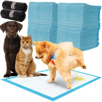 Sugeriantys paklotai šunims 33 x 45 cm, 100 vnt. + maišeliai 30 vnt.