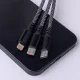 Maxlife All-in-1 laidas USB/USB-C į Lightning ir 2x USB-C 66W 1m juodas