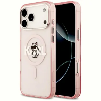 Karl Lagerfeld dėklas iPhone 17 Pro Max su MagSafe, rožinis