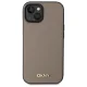 DKNY Grained Metal Logo MagSafe dėklas telefonui iPhone 15, smėlio spalvos
