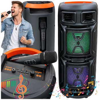 Wireless Bluetooth Speaker ABS-8208 with Microphone & LED, 40W, Black