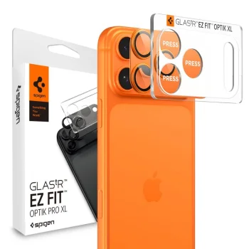 Spigen Optik Pro XL kameras apsauginis stiklas iPhone 17 Pro Max, oranžinis