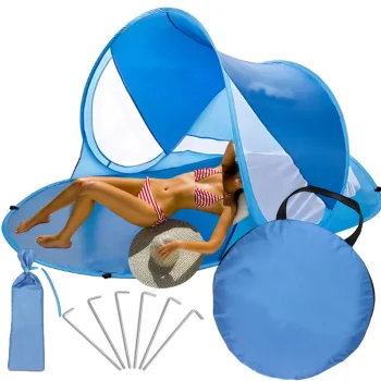 Large Pop-Up Beach Tent / Sun Shelter, Blue