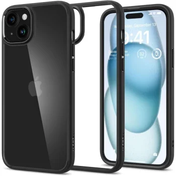 „Spigen Ultra Hybrid“ dėklas „iPhone 15“, matinis juodas